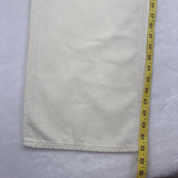 rag & bone Featherweight Logan Wide Leg Mid Rise Denim Jeans Ecru Size 32 - Picture 16 of 16